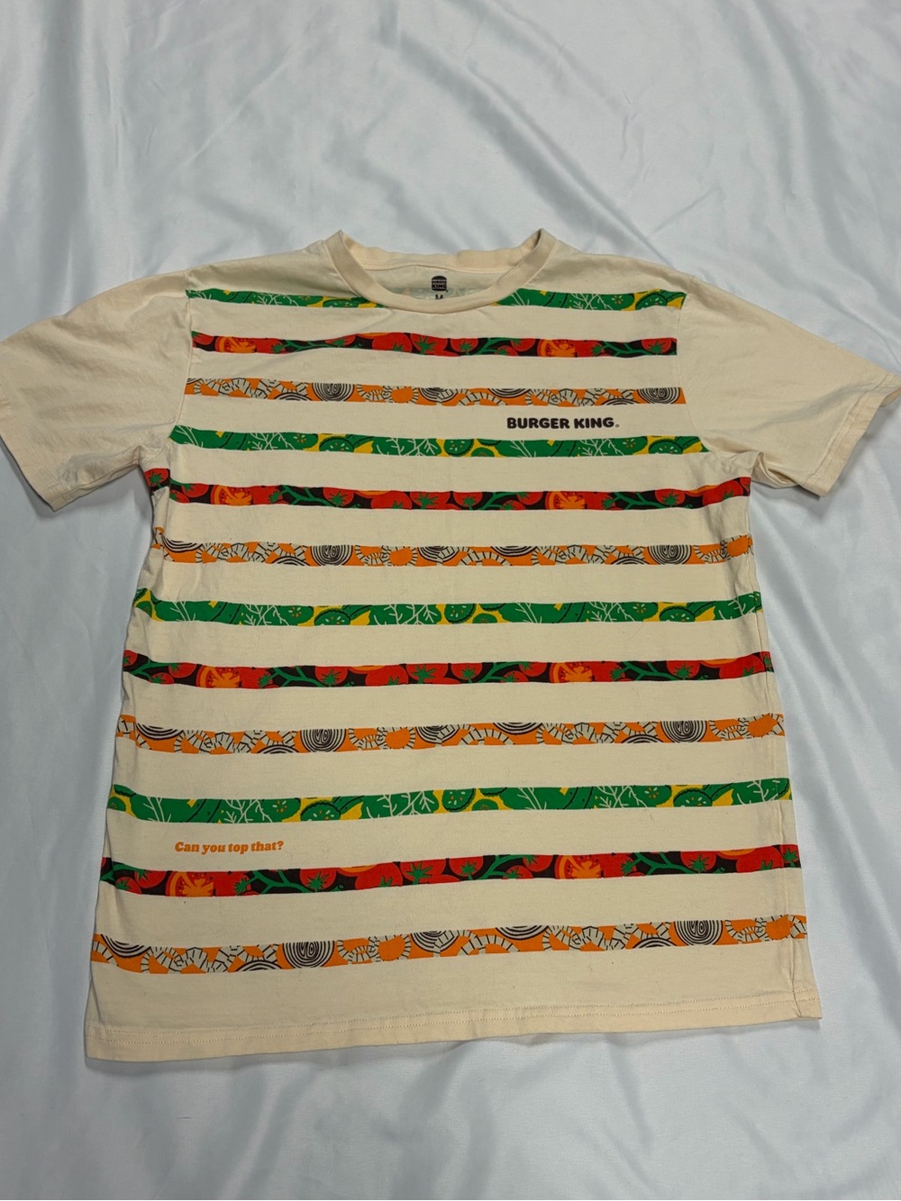 Burger King Cream Stripe Graphic T‑Shirt lot O
